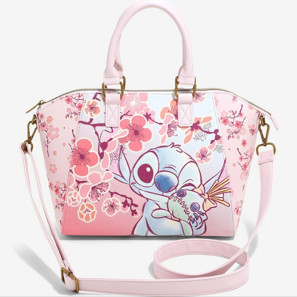 Loungefly Lilo and Stitch cherry blossoms satchel crossbody Bag